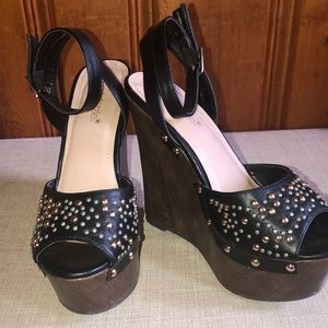 Summer Glam! Gold Studded wedge heel